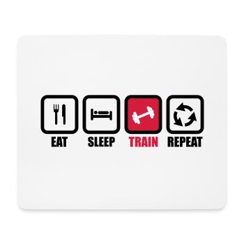 eat sleep train: krafttraining, bodybuilding, muscu - Mousepad (Querformat) - Weiß - Vorne