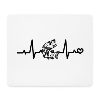 Hecht Fisch Angeln Herzfrequenz Herzschlag Puls - Mousepad (Querformat) - Weiß - Vorne