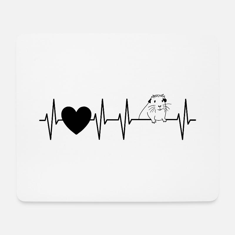 Herzschlag Meerschweinchen Geschenk - Mousepad (Querformat) - Weiß