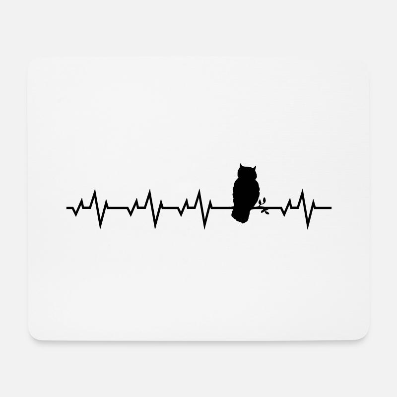 Herzschlag Eule Uhu Kauz heartbeat bird owl - Mousepad (Querformat) - Weiß