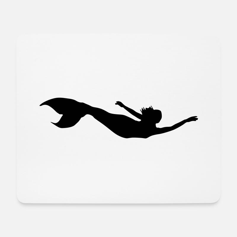 meerjungfrau silhouette schwimmen - Mousepad (Querformat) - Weiß