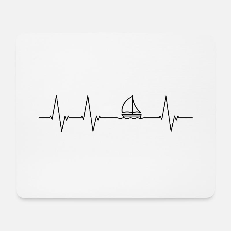 Herzschlag für Segeln (schwarz) - Mousepad (Querformat) - Weiß