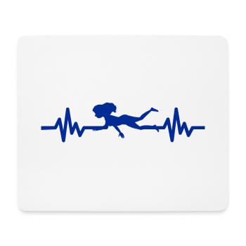 Heartbeat Swimmer - Diver Water Sports Athlete - Mouse Pad (horizontal) - white - Front