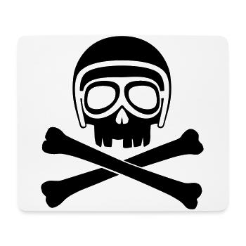 Totenkopf mit Helm und Brille schwarz - Mousepad (Querformat) - Weiß - Vorne