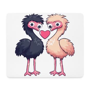 Autruche Couple Amour Couple Amoureux - Tapis de souris (format paysage) - blanc - Devant