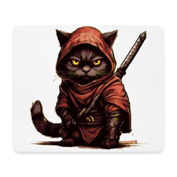Chat ninja - Tapis de souris (format paysage) - blanc - Devant