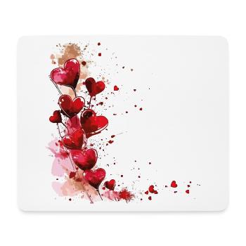 Herzen Herzmotiv Rot Liebe Romantisch Valentinstag - Mousepad (Querformat) - Weiß - Vorne