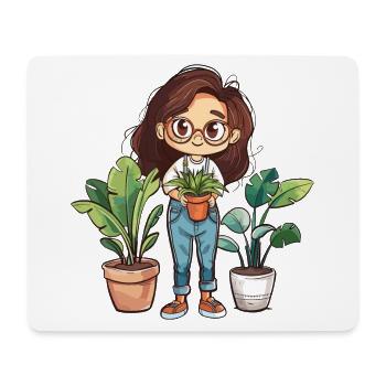 Plantes Dame Femme Fille J’aime les plantes - Tapis de souris (format paysage) - blanc - Devant