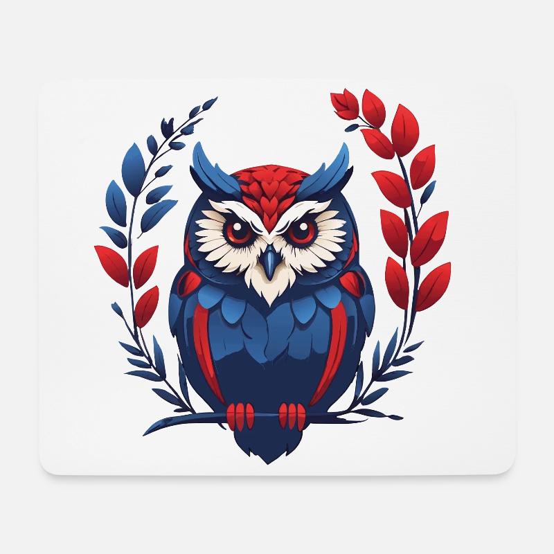 Bunte grafisch Eule für Eulenfans und Vogelfreunde - Mousepad (Querformat) - Weiß