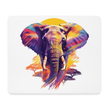 Éléphant Afrique Safari Nature Nature Nature Aquarelle Art - Tapis de souris (format paysage) - blanc - Devant