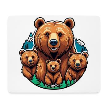 Maman grizzly avec des bébés enfants - Tapis de souris (format paysage) - blanc - Devant