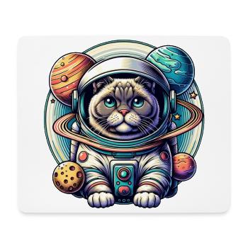 Kleine süße Katze als Astronaut Raumfahrer - Mousepad (Querformat) - Weiß - Vorne