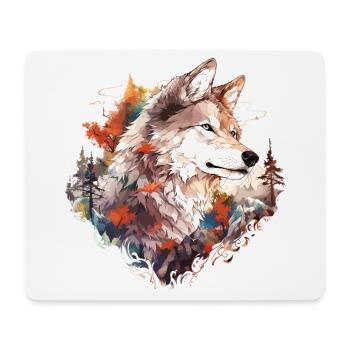 Loup Tête de Loup Forêt Nature Nature Montagnes Nature Sauvage Soleil - Tapis de souris (format paysage) - blanc - Devant