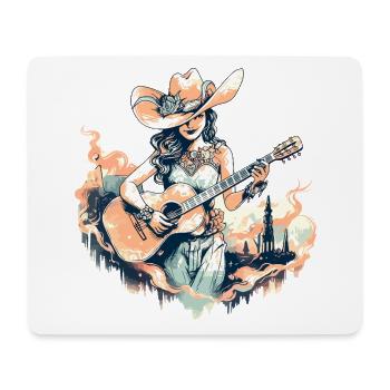 Gitarre Gitarristin Sänger Country Musik Vintage - Mousepad (Querformat) - Weiß - Vorne