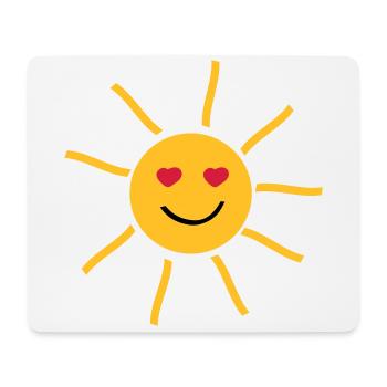 lachende Sonne mit Augen in Herzform - Mousepad (Querformat) - Weiß - Vorne