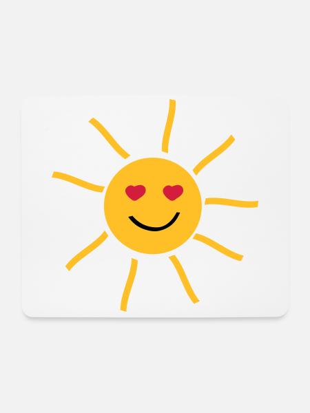 lachende Sonne mit Augen in Herzform - Mousepad (Querformat) - Weiß