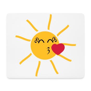 strahlende Sonne mit Kussmund und Herz - Mousepad (Querformat) - Weiß - Vorne