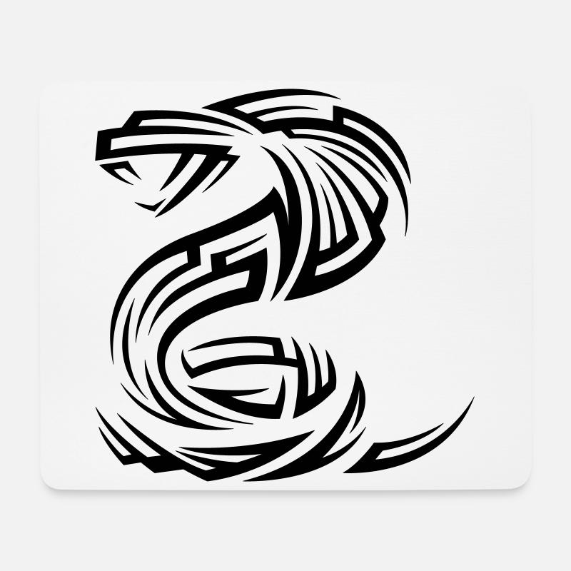 Schlange Kobra Tribal Tattoo - Mousepad (Querformat) - Weiß