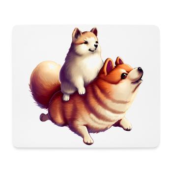 Shiba Inu Hund auf Rücken - Mousepad (Querformat) - Weiß - Vorne