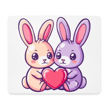 Bunny Couple In Love Easter Valentine's Day - Mouse Pad (horizontal) - white - Front