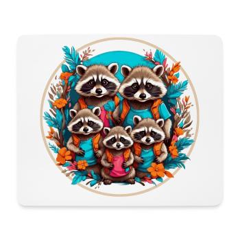 Süße liebenswerte Waschbärenfamilie - Mousepad (Querformat) - Weiß - Vorne