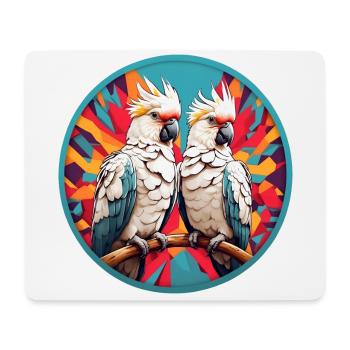 Kakadus Kakadupärchen im bunten Farbkreis - Mousepad (Querformat) - Weiß - Vorne