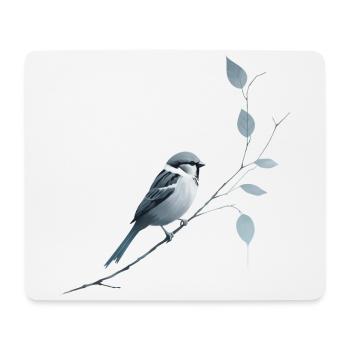 Spatz auf Ast - Mousepad (Querformat) - Weiß - Vorne