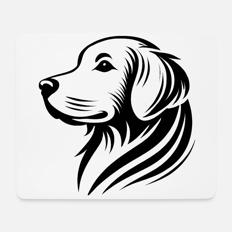 Golden Retriever Head Silhouette Minimalist - Mouse Pad (horizontal) - white