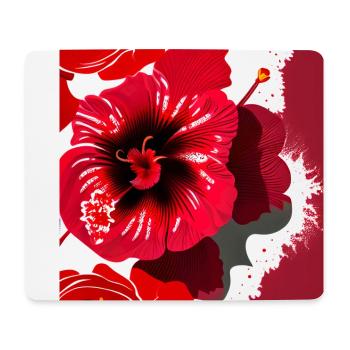 Ein elegantes abstraktes Design mit roter Hibiskusblüte - Mousepad (Querformat) - Weiß - Vorne