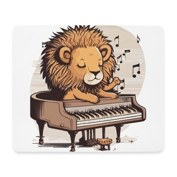 Klavier-Löwe - Mousepad (Querformat) - Weiß - Vorne