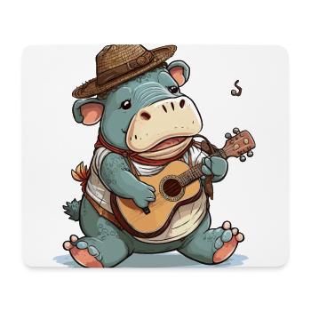 Nilpferd-Banjospieler - Mousepad (Querformat) - Weiß - Vorne