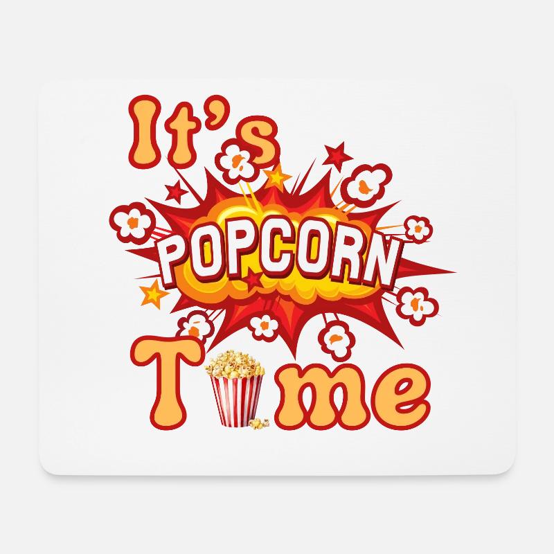 Es ist Popcorn-Zeit! - Mousepad (Querformat) - Weiß