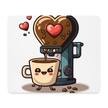 L’amour du café : un dessin animé fantaisiste - Tapis de souris (format paysage) - blanc - Devant