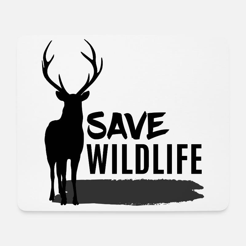 Hirsch - Deer / Save Wildlife - Green Planet - Mousepad (Querformat) - Weiß