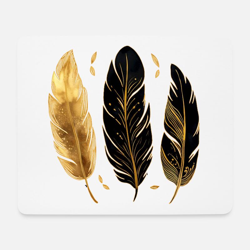 Goldene Federn - Mousepad (Querformat) - Weiß