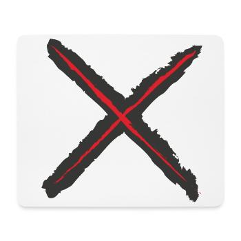 Red X - St. Andrew's Cross Grunge Style red on black - Mouse Pad (horizontal) - white - Front