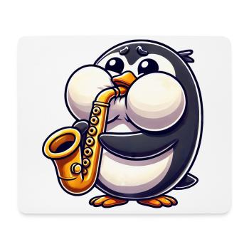 Pinguin Saxofon klassische Musik Dicke Backen - Mousepad (Querformat) - Weiß - Vorne