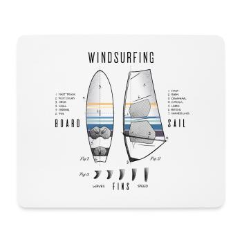 Matériel de Planche à Voile avec Ailerons - Tapis de souris (format paysage) - blanc - Devant