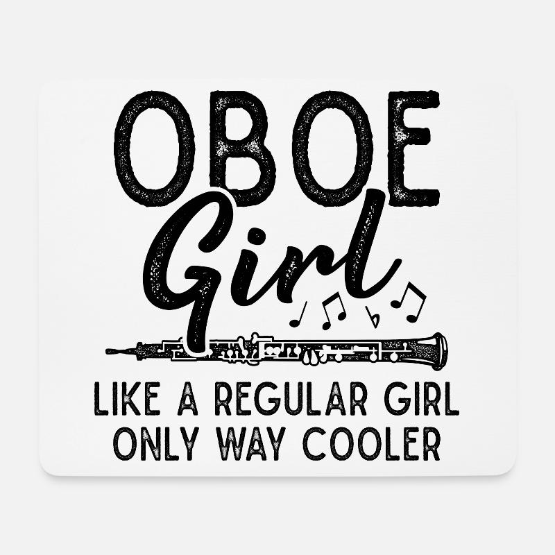 Oboe Oboist Mädchen Orchester Musiker - Mousepad (Querformat) - Weiß