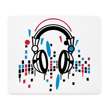 Kopfhörer Equalizer Zeichnung - Mousepad (Querformat) - Weiß - Vorne