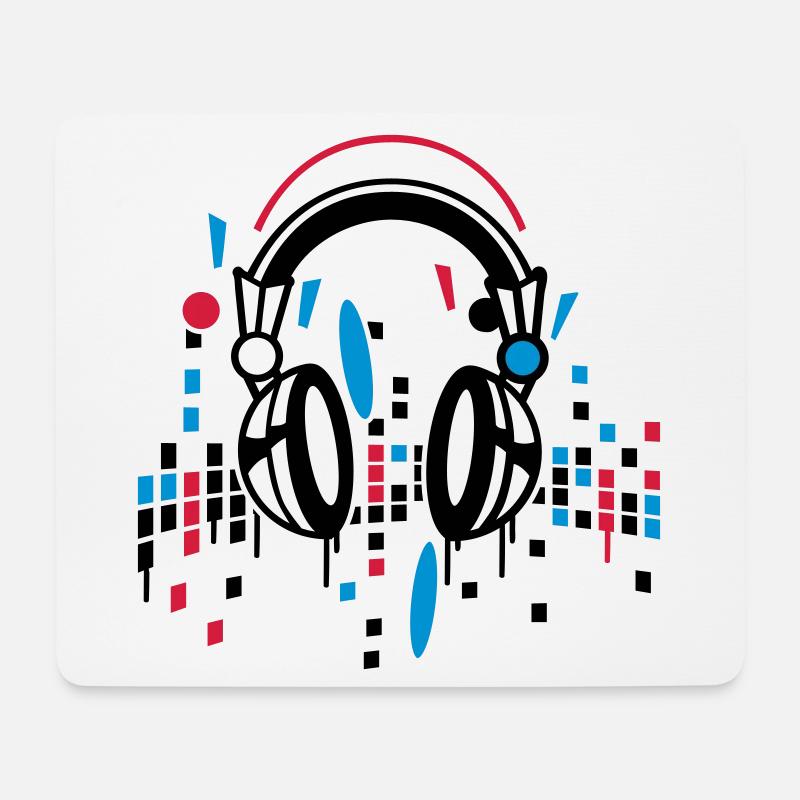 Kopfhörer Equalizer Zeichnung - Mousepad (Querformat) - Weiß