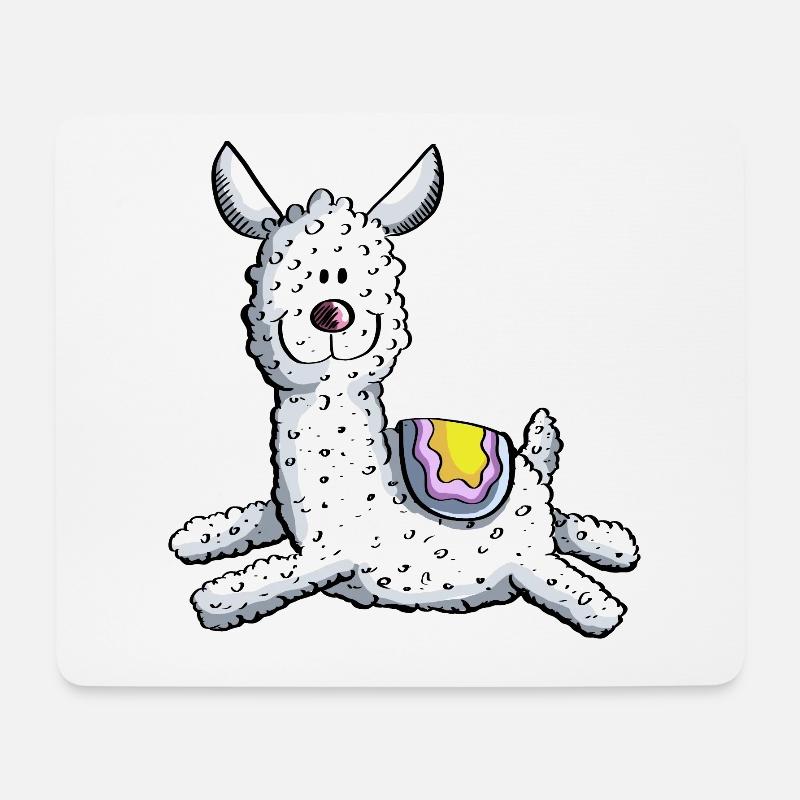 Fluffiges Wolliges Lama - Mousepad (Querformat) - Weiß