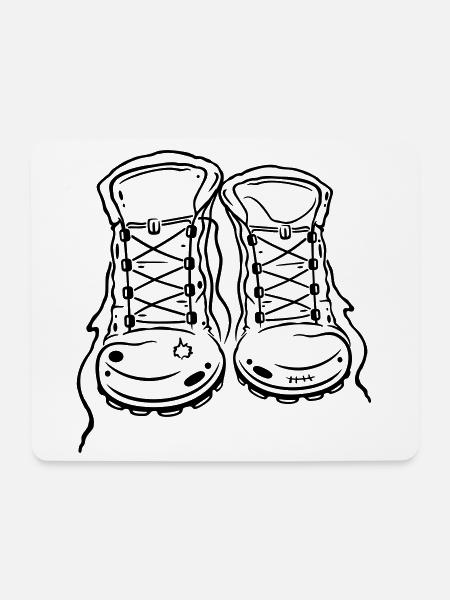 Wandern, Wanderschuhe, Hiking, walking shoes - Mousepad (Querformat) - Weiß