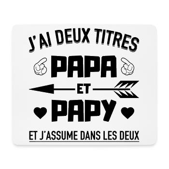 papa et papy - Tapis de souris (format paysage) - blanc - Devant