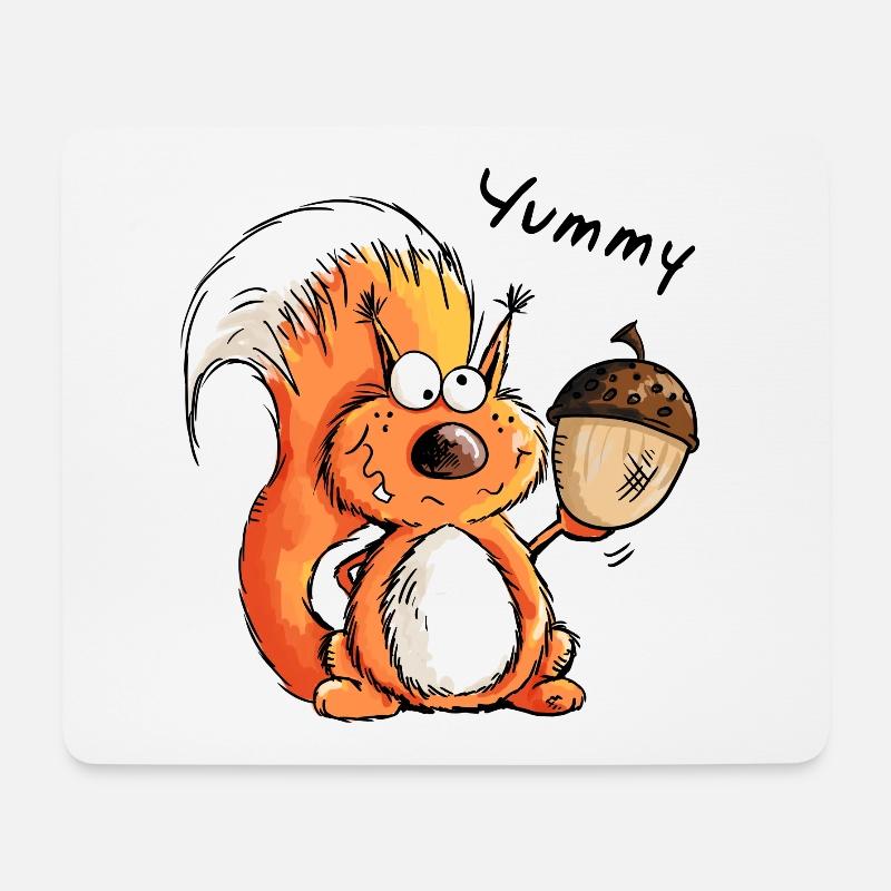 Yummy Squirrel - Wildlife - Funny - Gift - Cartoon - Mouse Pad (horizontal) - white