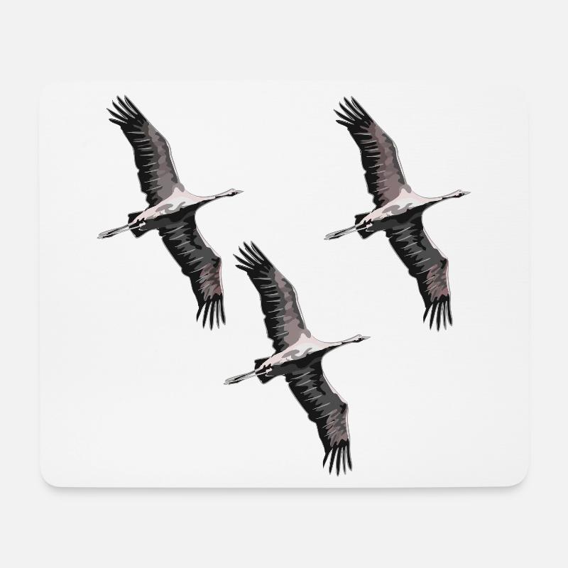 Vogelzug Kraniche in Grau Tönen - Mousepad (Querformat) - Weiß