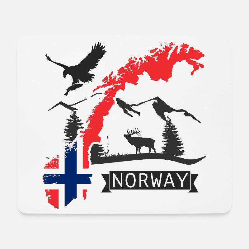 Norwegen Topographie Flagge Norway Design - Mousepad (Querformat) - Weiß