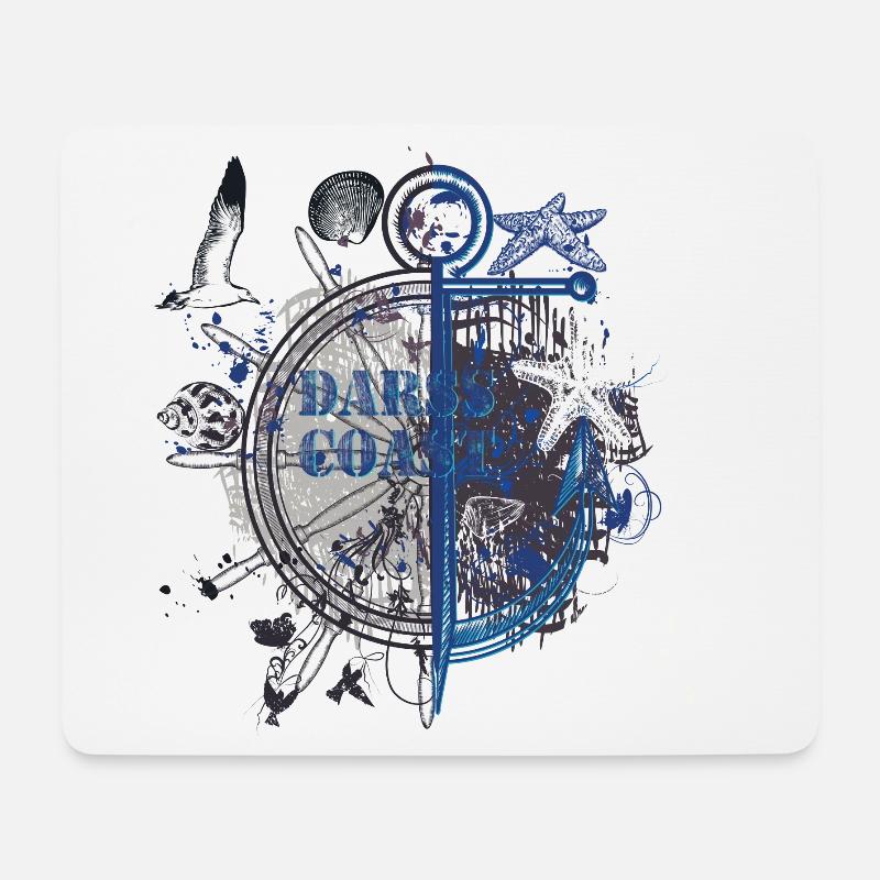 Boussole d’ancre nautique de nuit - Tapis de souris (format paysage) - blanc