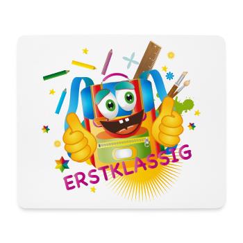 erstklassiger kunterbunter lustiger Schulranzen - Mousepad (Querformat) - Weiß - Vorne