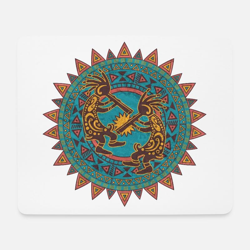 Kokopelli Duo - Sun Ornaments 1 - Mousepad (Querformat) - Weiß